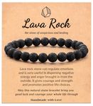 POWWA Lava Rock Bracelet for Men Bracelet, Nature Stone Beaded Bracelet Unisex, Anniversary Christmas Birthday Inspirational Gift for Men Women