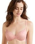 Maidenform Womens Dreamwire Back Smoothing Underwire Bra, Ombre Rose Line Print/Sheer Pale Pink, 34B