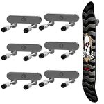 6 Packs Skateboard Wall Mount Aluminum Skateboard Hanger for Skateboard Deck Display Skateboards Storage Horizontal & Floats Vertically