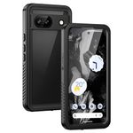 Lanhiem for Pixel 8a Case, IP68 Waterproof Dustproof Cover with Built-in Screen Protector, Heavy Duty Full Body Shockproof Phone Case for Google Pixel 8a, Black