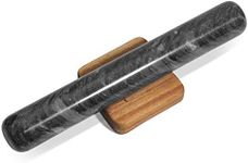 ComSaf Marble Rolling Pin with Wood Cradle 11 3/4 Inch Black, Non-Stick Dough Roller Professional Essential Kitchen Utensil French Heavy Duty for Baking, Pizza, Fondant, Pie Crust, Cookie, Pastry