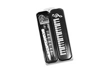 Music Themed Black Pencil Case Stationery Set - Mechanical Pencil, Mechanical Pen, 15cm Ruler and Eraser