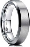 King Will Silver Promise 6MM Wedding Band For Men Tungsten Carbide Ring Comfort Fit Beveled Edges 10.5