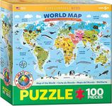 EuroGraphics Illustrated Map of The World 100-Piece Puzzle