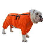 Dogs Waterproof Jacket, Lightweight Waterproof Jacket Reflective Safety Dog Raincoat Windproof Snow-proof Dog Vest for Pugs English French Bulldog American Pit Bull Orange B-S