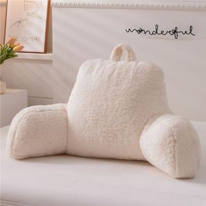 NTBED Sherpa Reading Pillow for Backrest with Arms, Large Adult Bed Rest Pillow Back Support for Sitting Up in Bed Chair Pillow (White)