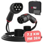 MCEVKELN EV Charging Cable Type 2 7.2kw | 32A | Single Phase | 7M | Type 2 to Type 2 EV Charging Cable for Electric Cars- Compatible with ID4, 500e, e-208, i3, XC40 - with Bag