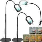 Drdefi 10X Rectangular Magnifying Glass with Light and Stand, 24" Flexible Gooseneck Floor Lamp, 5 Color Modes Stepless Dimmable, 3-in-1 LED Lighted Magnifier Light Hands Free for Reading Craft Sewing