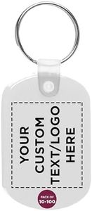DISCOUNT PROMOS Tag Soft Plastic Keychains - 100 pack - Customizable Text, Logo - Small Key Tag Chain For Staying Organized - Rubber Key Ring Keychain – Clear