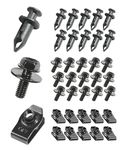 RACOONA 35PCS Car Clips,Engine Under Cover Splash Shield Guard Body Bolts,Car Accessories Bumper Fender Liner Push Retainer Fastener Rivet Clips,Extruded U-Nuts,Fit for G35 G37 FX35 FX45 EX35