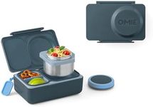OmieBox UP bento Box for Kids | Insulated Lunch Box | Leak Proof Thermos Food jar | Cooler ice Pack | 2 Compartments (Graphite)