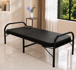 Honey Touch Atlas Folding Bed Single with Ortho Tri Layer Mattress | No Assembly Required | Foldable Bed for Sleeping/Guests/Rented Apartments/Bedroom (3ft x 6ft, Black)