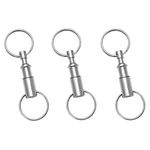 Rongbo 3 Pack Quick Release Detachable Pull Apart Key Rings Keychains,Double Spring Split Snap Seperate Chain Lock holder Convenient Accessory Gift (3Pack)