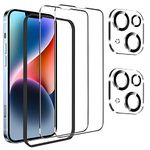 For iPhone 14 Screen Protector and Camera Lens Protector,Easy-Installation Tool,iPhone14 6.1” Tempered Glass Film,9H Hardness,Full Coverage,Anti-Scratch,Case-Friendly,HD-Clear Bubble Free,2-Pack Each