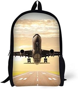 ANYFOCUS School Backpack, 17 Inch for 6-16 Years Old Kids Boys Airplane Design