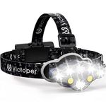 Victoper Head Torch Rechargeable, Super Bright 18000 Lumens 8 Lighting Modes Headlamp LED Rechargeable LED Head Torch for Camping Fishing Cycling Hiking IPX5 Black [Energy Class A+++] (Vic-v8000)