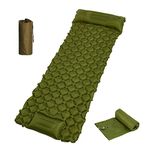 NEAR STOP Camping Sleeping Pad, Ultralight Camping Mat with Pillow Built-in Foot Pump Inflatable Sleeping Pads Compact for Camping Backpacking Hiking Traveling Tent Green Color