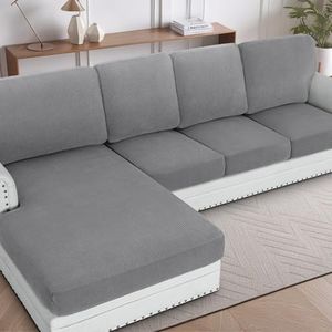 H.VERSAILTEX 2025 New Sectional Couch Covers 8 Pieces Stretch Sofa Covers for Sectional Sofa Set Separate L Shaped Couch Cover for Both Left/Right Couch (Seat and Back: 1 Chaise + 3 Sofa, Dove)