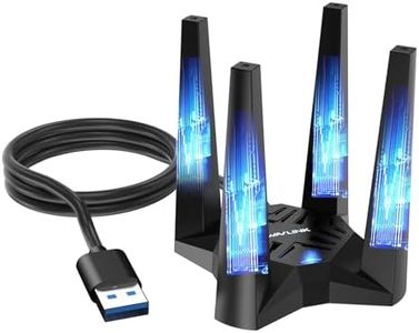 WAVLINK WiFi 6E USB Adapter for Desktop PC, AX5400 WiFi Adapter Triple Band Wireless Network Adapter with 2.4GHz/5GHz/6GHz High Gain Antennas, MU-MIMO, OFDMA, WPA3, Supports Windows 10/11 Only