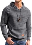 COOFANDY Mens Winter Sweatshirt Slim Fit Long Sleeve Knit Drawstring Hoodies for Men with Kanga Pocket, Dark Grey, 3X-Large