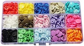 KAM 15-Color Snaps Storage Container 150 Sets Size 20 T5 Plastic Fasteners Punch Poppers Closures No-Sew Buttons for Cloth Diaper/Bibs/Unpaper Towels/Nappies/Buttons/Mama Pads