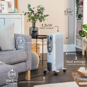 Russell Hobbs 1500W Oil-Filled Radiator Heater – Portable Electric