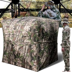 Niqwet Pop-Up Hunting Blind, Portable 270°See Through Camouflage Ground Blind, 2-3 Person,Silent Double-Zipper Door Durable Tent for Deer & Turkey Hunting with Carrying Bag