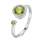 Qings Peridot Rings for Women Sterling Silver August Birthstone Open Ring