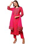 Women's Kurta Set with Dupatta Indian Style Ready to Wear Women's Kurta Set with Dupatta, Red-20, Large