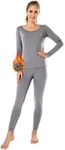 MANCYFIT Thermal Underwear for Women Long Johns Set Fleece Lined Ultra Soft Scoop Neck Gray XX-Large