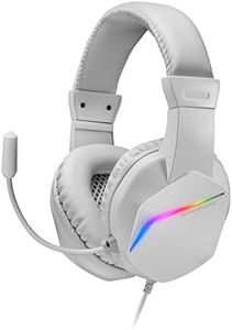 Mars Gaming MH122, Cuffie da Gioco Over Ear FRGB con Microfono, Suono HiFi, Cancellazione del Suono, Ultra Leggere, PS4 PS5 Xbox Switch Tablet Windows Mac, Bianco