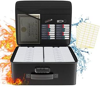 Fireproof Safe Photo Storage Box with 18 Inner 4" x 6" Clear Photo Cases, Portable Photo Organizer with Lock for Picture, Collapsible Photo Container with Handle and 18 Boxes 4 Sheet Label Stickers