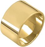 JULIETTE COLLECTION Yellow Gold Plated Chunky Wide 12.6MM Thick Cigar Band Rings for Women - Available in Polished and Hammered Finish and across Various Sizes, Size 8 ( Fits Like Size 7 ), Metal, No