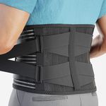 Modvel Back Braces for Lower Back Pain Relief with 6 Stays, Breathable Back Support Belt for Men/Women for work, Anti-skid lumbar support belt with 16-hole Mesh for sciatica (M)