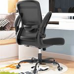 Office Chair, Ergonomic Desk Chair with Adjustable Lumbar Support & Seat Height, High Back Mesh Computer Chair with Flip-up Armrests Task Chairs (Modern, Black)