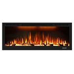 Dreamflame Electric Fireplace 42 inch, Recessed& Wall Mounted Fireplace Heater, Remote Linear in-Wall Fireplace Inserts, Multicolor Flame Options, Thermostat Chimenea, Thin Frame, 750/1500W, Black