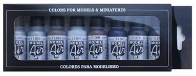 Vallejo Model Air Metallic Colors Acrylic Paint Set for Air Brush - Assorted Colours (Pack of 8),17 ml (Pack of 8)