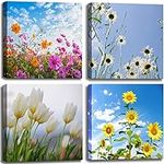 Colorful Floral Canvas Wall Art for