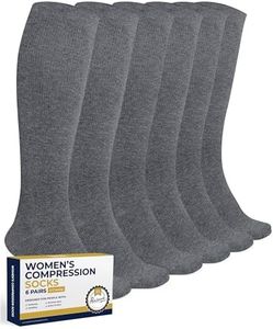 Pembrook Light Compression Socks for Women - 6 Pairs | Grey Womens Compression Socks 8-15 mmHg | Soft Compression Socks Women for Soreness, Swelling, Edema | Graduated Compression Socks