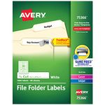 Avery File Folder Labels for Laser and Ink Jet Printers with TrueBlock Technology, 3.4375 x .66 inches, White, Box of 1500 (5366)