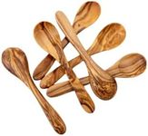 Small OLIVE Wood spoons,6pcs mini wooden spoons, HANDCRAFTED small Olive Wood Spoons set for Condiments ,Honey ,Coffee ,Tea ,Jam Bath Salts 4.5'', spoon12, 11.5Lx1W