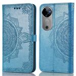 ClickCase Queen Series for vivo V40 5G Leather Flower Embossing Wallet Flip case Magnetic Closure Flip Cover for vivo V40 5G (Sky Blue)