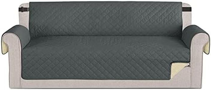 Time to Sparkle 1Pack Sofa Cover 4 seater Sofa Slipcover Reversible Sofa Cover Water Resistant Couch Cover with Foam Sticks Elastic Straps Furniture Protector for Kids, Dogs, Pets - Black
