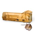 KEPLIN Humane Mouse Trap - Safe No-Kill Design, Child & Pet-Friendly, Easy to Clean,Reusable Rodent Trap for Indoors - Metal Reinforced, Easy No Touch Release Pest Control (1Pack- Brown)