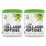 Plantvital Collagen PEPTIDES Powder Unflavored for Women and Men. 100% Grass Fed, Gluten Free. Best Dissolving Collagen. 40 Servings. Made in Canada (400g - Pack of 2)