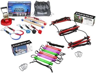 Slackers Backyard Ninja Course 3 Pack Bundle - Ninjaline 36' Intro Kit, Bachar Ladder, and Rickety Bridge
