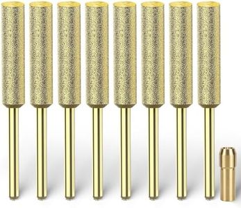 EzzDoo Bits Titanium Plated Diamond Sharpening Wheels - High Hardness 7/32 chainsaw files for Electric Chainsaw Sharpener. 8 pcs. (7/32'', 5.5mm)
