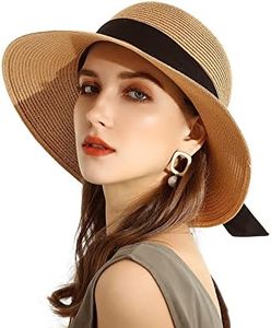 SOMALER Womens Straw Sun Hats Wide Brim Foldable Beach Hats UV UPF 50+ Summer Sun Travel Hat for Women