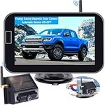 Magnetic Backup Camera Wireless Solar: Energy Saving Rechargeable Trailer Hitch Camera Easy Install No Wiring-Drilling Automatic Sensor on/Off HD 1080P 5" Monitor for Truck Car SUV RV LeeKooLuu LK14