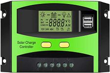 CarBest 30A Solar Charger Controller, 12V/24V Solar Panel Intelligent Regulator with Dual USB Port and LCD Display (Upgraded)